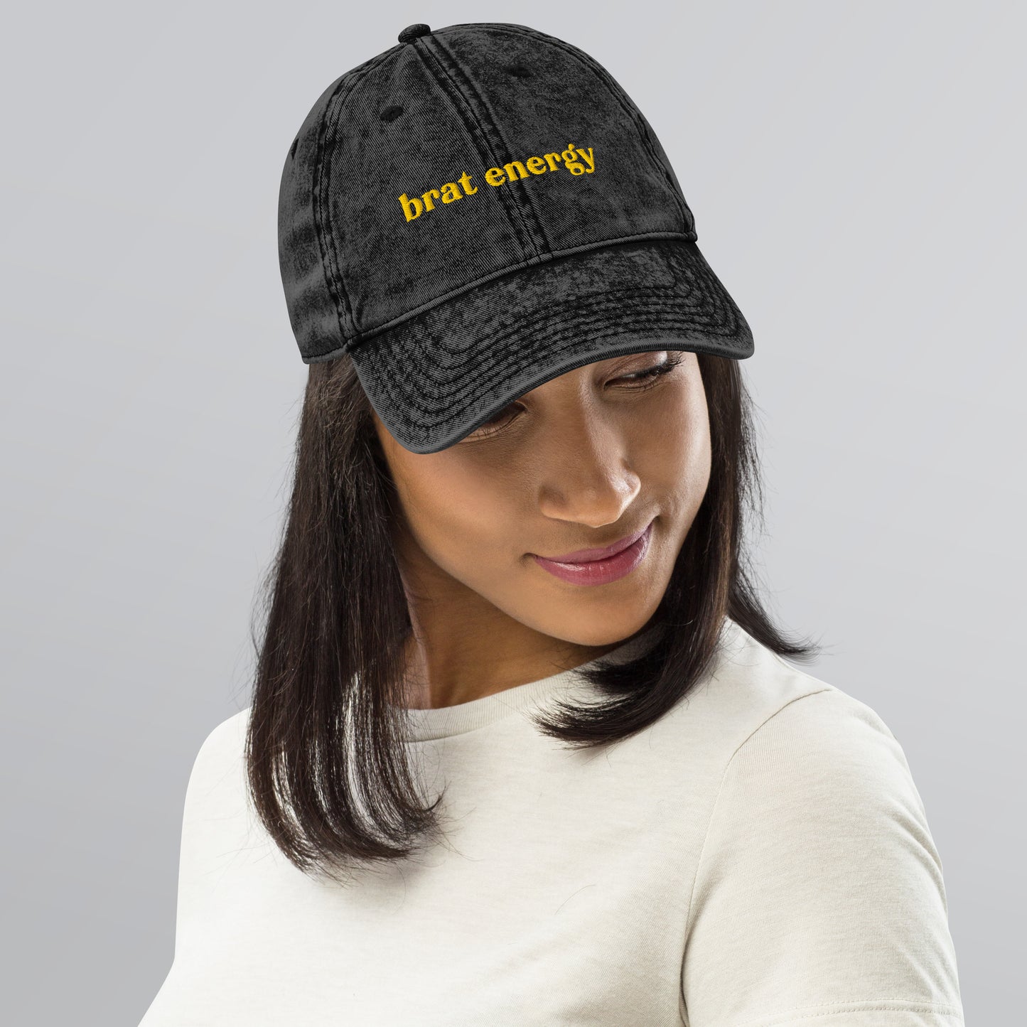 Brat Energy Vintage Cap – Embroidered Hat for Bold Mischief