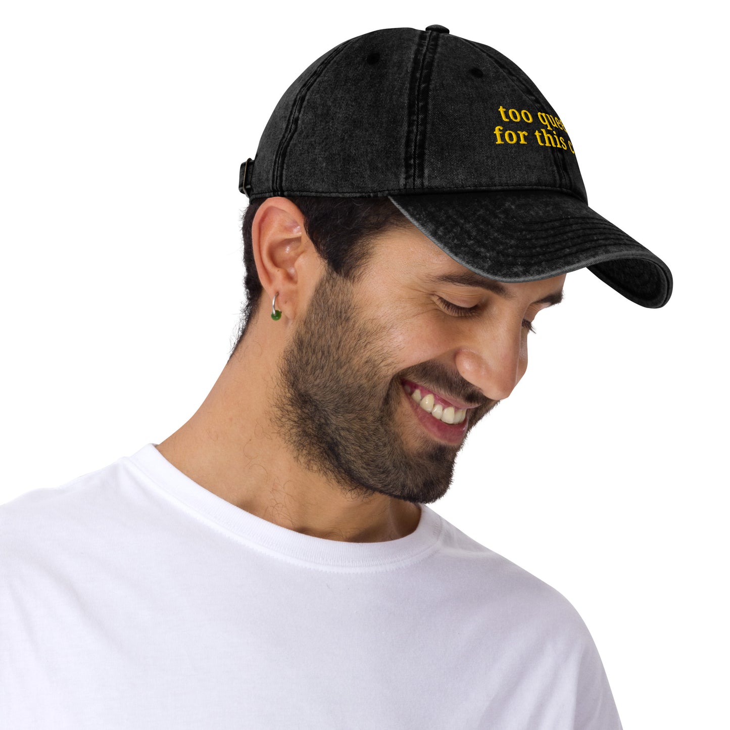 Too Queer for This Cap – Embroidered Cotton Hat for Playful Pride Style