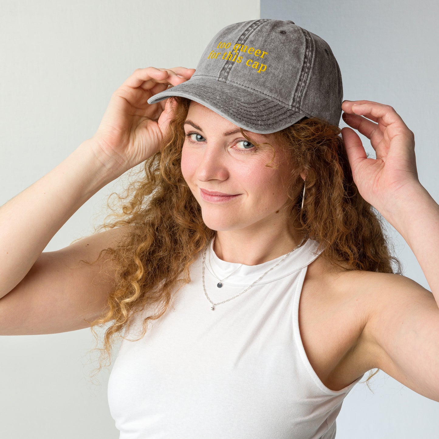 Too Queer for This Cap – Embroidered Cotton Hat for Playful Pride Style