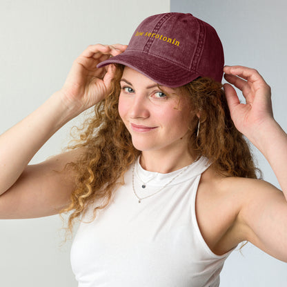 Low Serotonin Vintage Cap – Embroidered Cotton Hat for Neurodivergent Style
