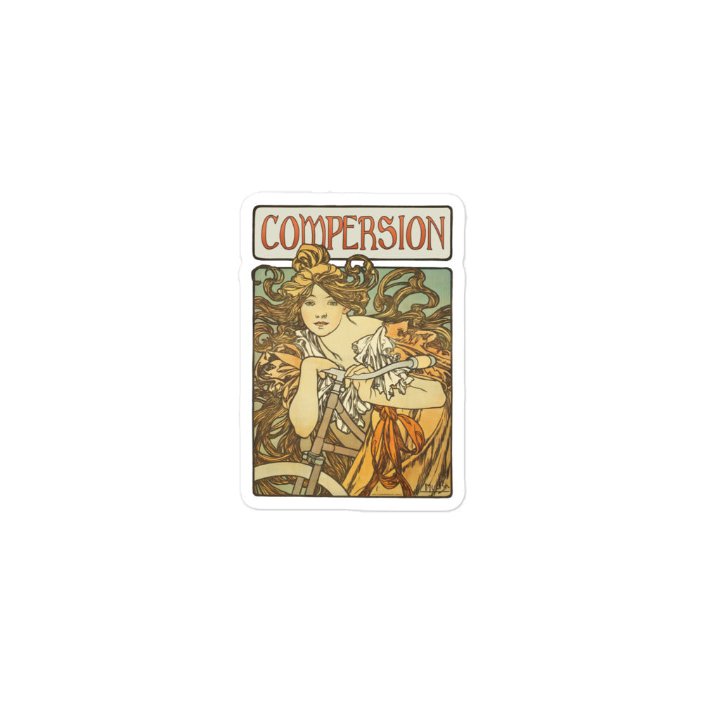 Vintage Compersion polyamory sticker with Art Nouveau design on white background for everyday ENM affirmation