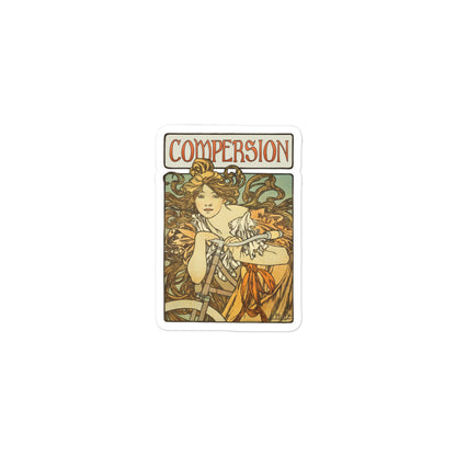 Vintage Compersion polyamory sticker with Art Nouveau design on white background for everyday ENM affirmation