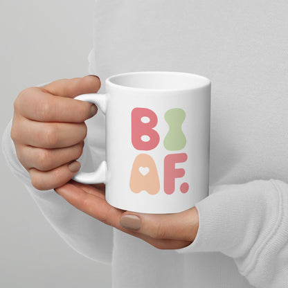 BI AF Bisexual Pride Mug – Soft Pastel Green Retro LGBTQ+ Coffee Cup