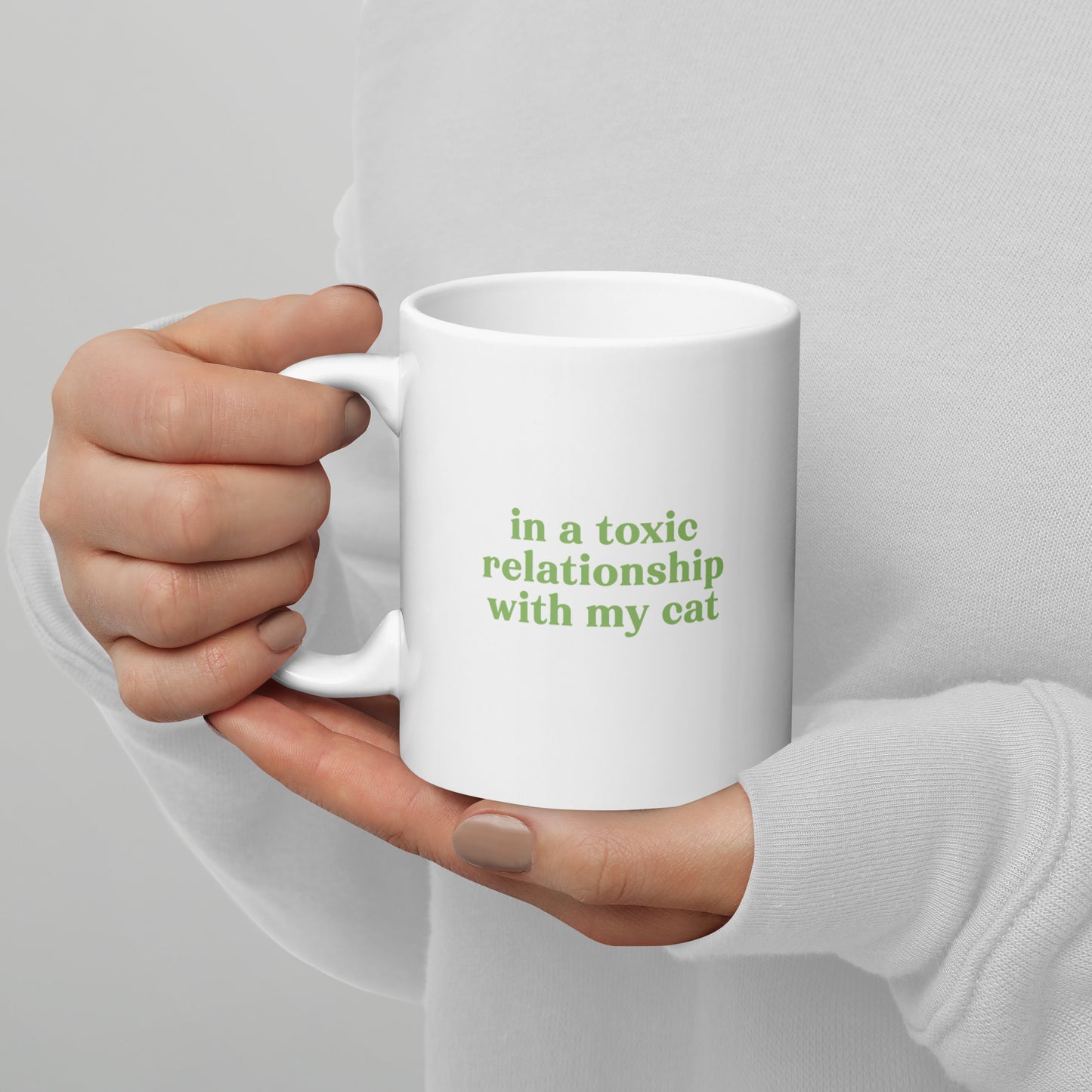 Toxic Relationship Cat Mug – Sarcastic Humor Coffee Cup for Cat People