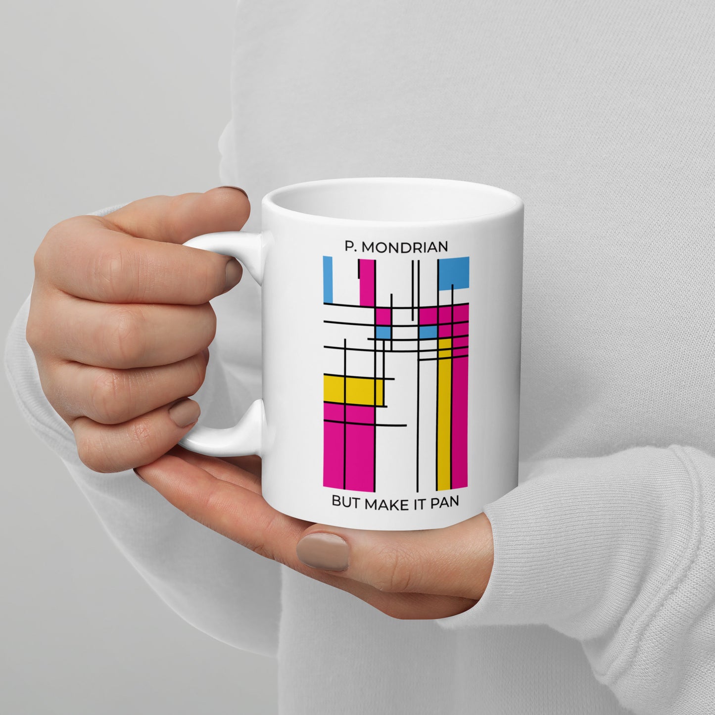 Pan Mondrian Mug – Queer Pride Abstract Color Block Design Coffee Cup