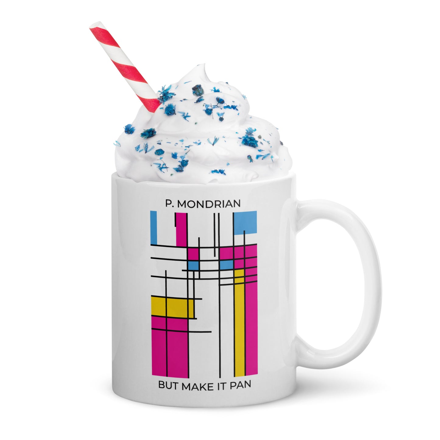 Pan Mondrian Mug – Queer Pride Abstract Color Block Design Coffee Cup