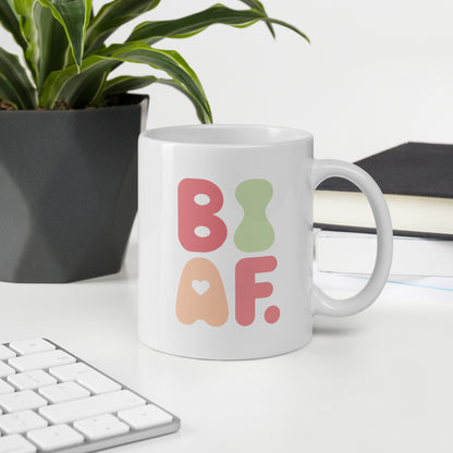 BI AF Bisexual Pride Mug – Soft Pastel Green Retro LGBTQ+ Coffee Cup