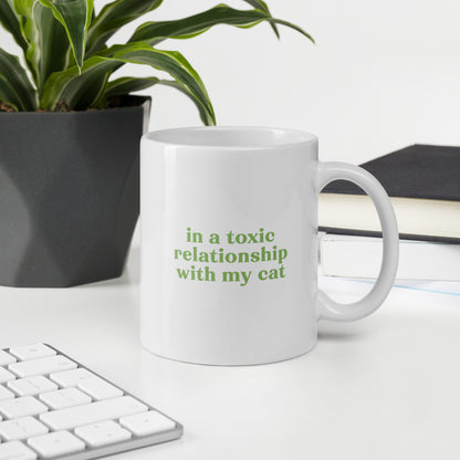 Toxic Relationship Cat Mug – Sarcastic Humor Coffee Cup for Cat People