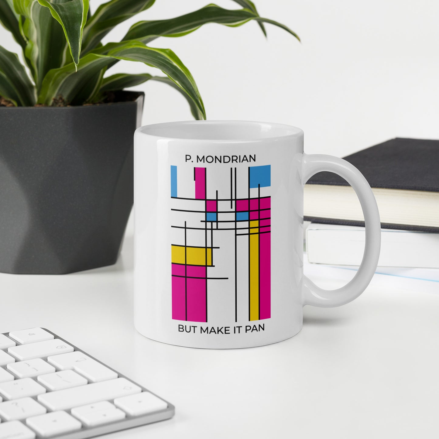 Pan Mondrian Mug – Queer Pride Abstract Color Block Design Coffee Cup