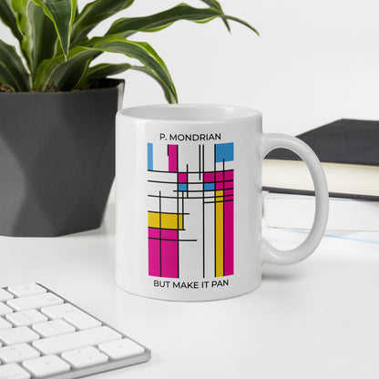 Pan Mondrian Mug – Queer Pride Abstract Color Block Design Coffee Cup