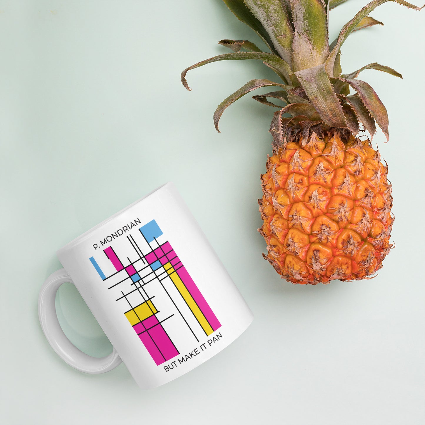 Pan Mondrian Mug – Queer Pride Abstract Color Block Design Coffee Cup
