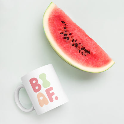 BI AF Bisexual Pride Mug – Soft Pastel Green Retro LGBTQ+ Coffee Cup