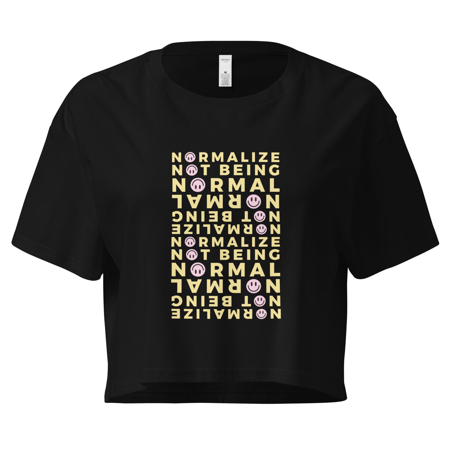 Non-normative Affirmation Crop Top – Yellow Neurodiverse Empowerment Tee