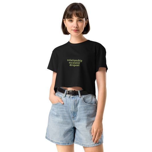 Relationship Escalator Dropout Crop Top – Cheeky Non-Monogamy Statement Tee