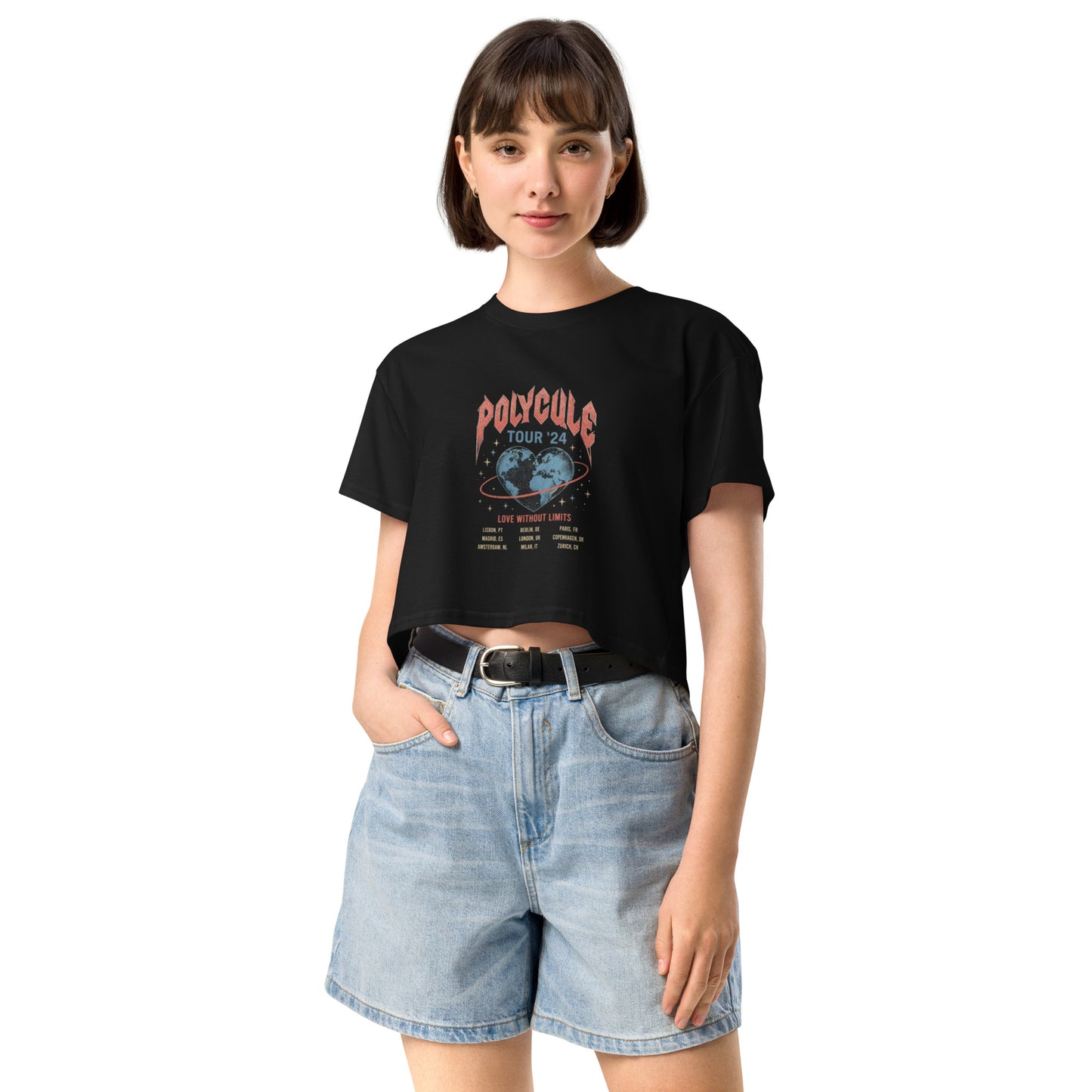 Polycule Tour Crop Top - Vintge Rock Band Style ENM Tee