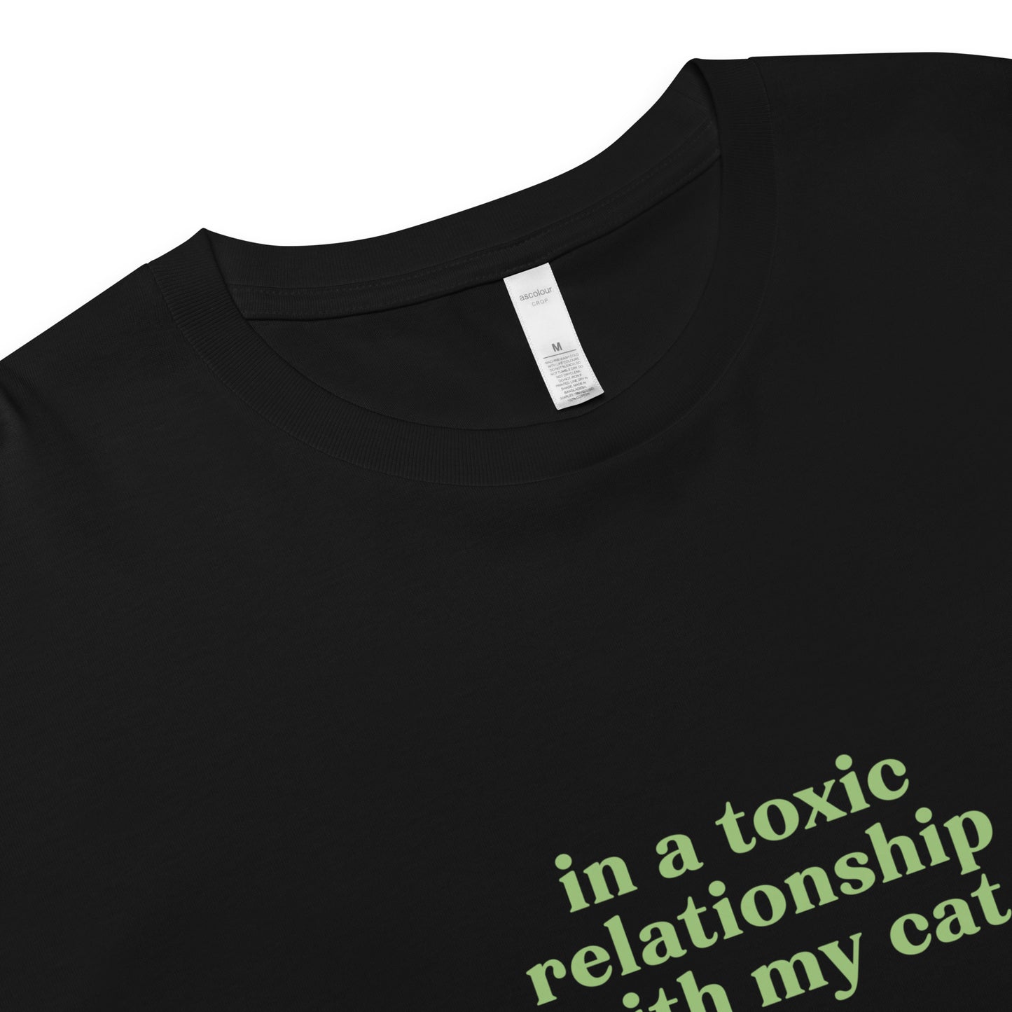 Toxic Relationship Cat Crop Top – Sarcastic Quote Tee for Cat Lovers, Black