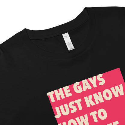 The Gays Just Know Crop Top – Red Bold White Lotus Quote Tee