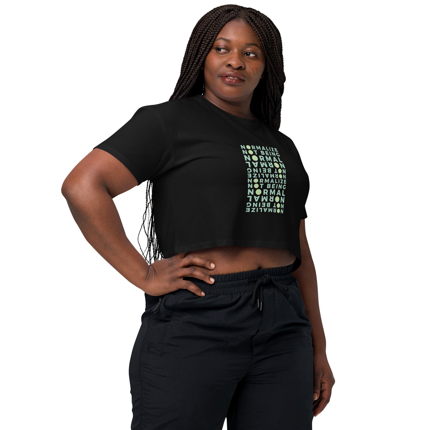 Non-normative Affirmation Crop Top – Green Smiley Neurodiverse Empowerment Tee