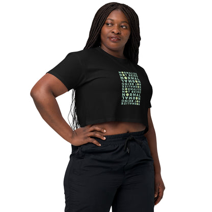 Non-normative Affirmation Crop Top – Green Smiley Neurodiverse Empowerment Tee