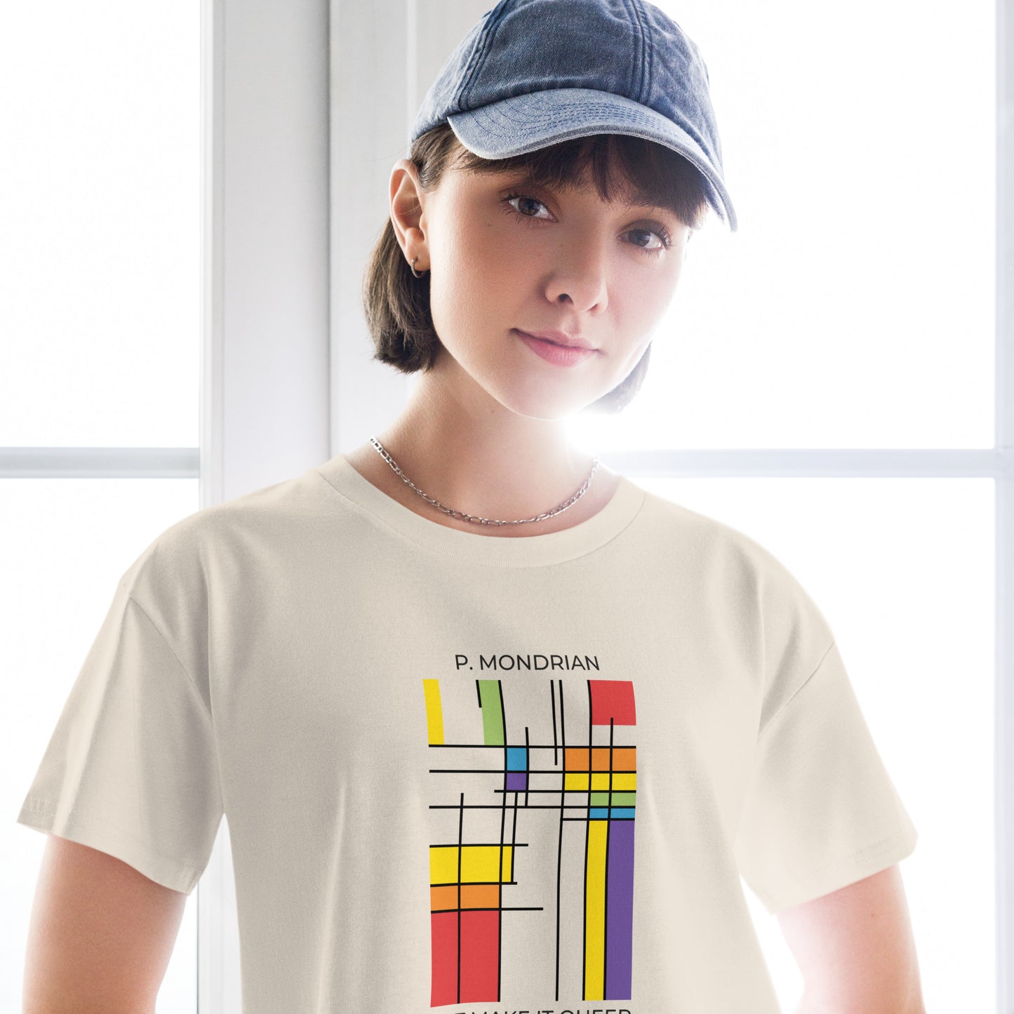 Queer Mondrian Crop Top – LGBTQ+ Pride Abstract Art Tee