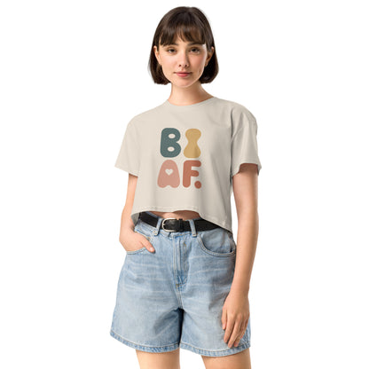 BI AF Bisexual Pride Crop Top – Bold Retro LGBTQ+ Vibrant Tee
