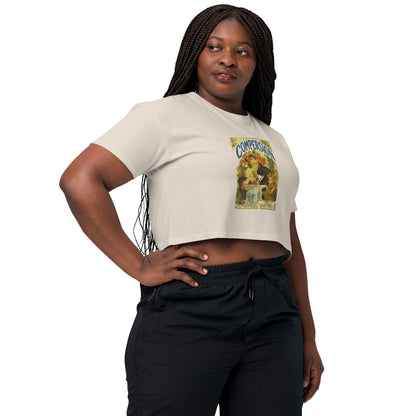 Vintage Compersion Crop Top - Art Nouveau Polyamory Flower Design