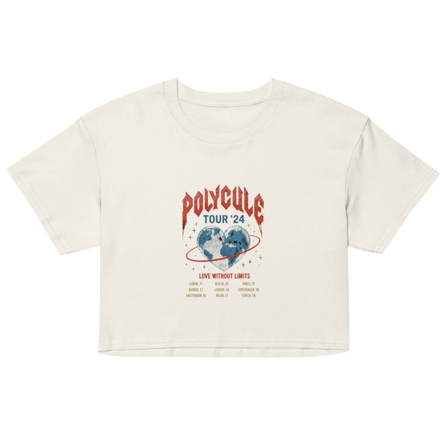 Polycule Tour Crop Top - Vintge Rock Band Style ENM Tee