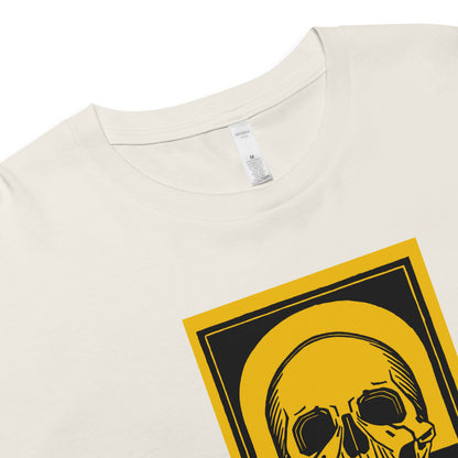 Dead Inside Crop Top – Yellow Vintage Skull Dark Humor Tee