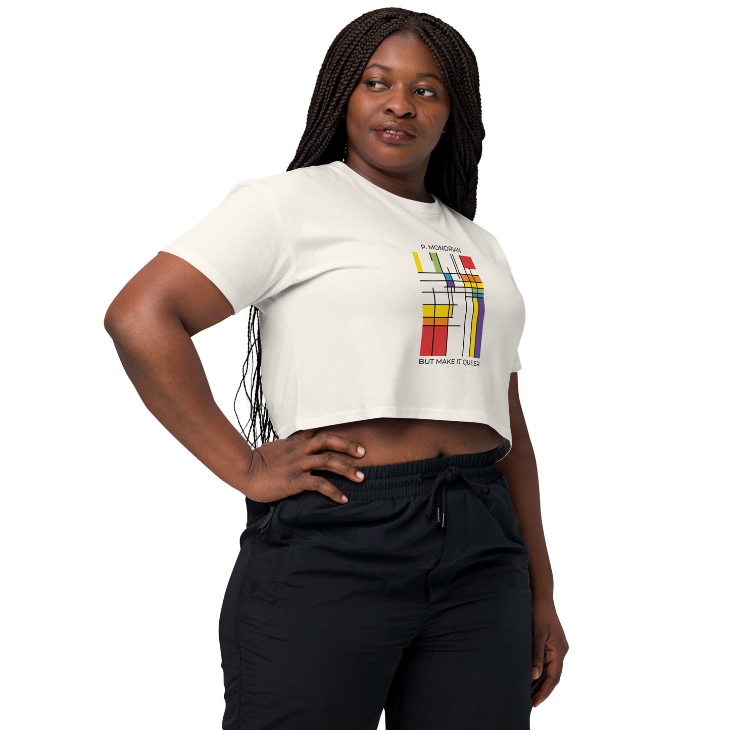 Queer Mondrian Crop Top – LGBTQ+ Pride Abstract Art Tee