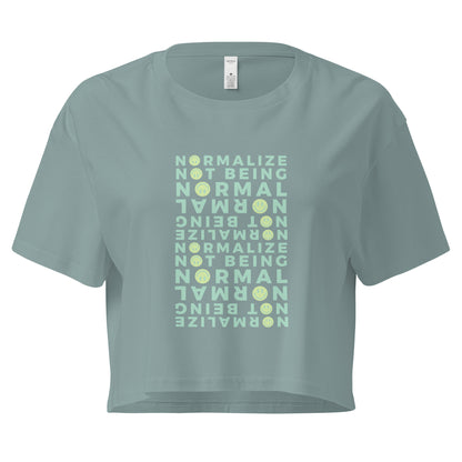 Non-normative Affirmation Crop Top – Green Smiley Neurodiverse Empowerment Tee