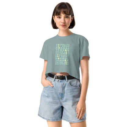 Non-normative Affirmation Crop Top – Green Smiley Neurodiverse Empowerment Tee