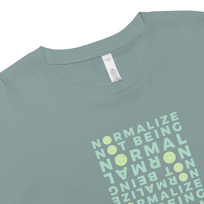 Non-normative Affirmation Crop Top – Green Smiley Neurodiverse Empowerment Tee