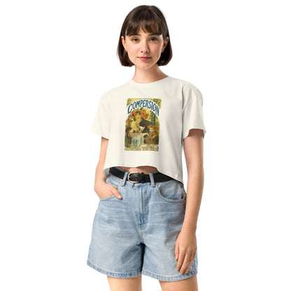 Vintage Compersion Crop Top - Art Nouveau Polyamory Flower Design