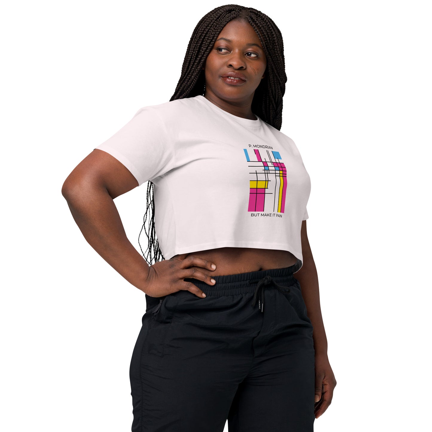 Pan Mondrian Crop Top - Queer Pride Abstract Color Block Design Tee