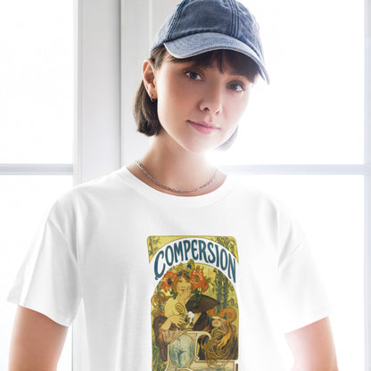 Vintage Compersion Crop Top - Art Nouveau Polyamory Flower Design
