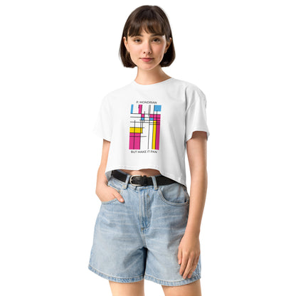 Pan Mondrian Crop Top - Queer Pride Abstract Color Block Design Tee