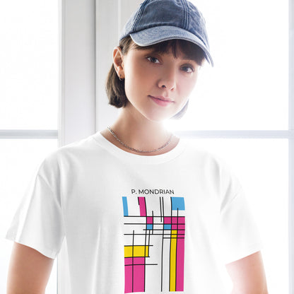 Pan Mondrian Crop Top - Queer Pride Abstract Color Block Design Tee